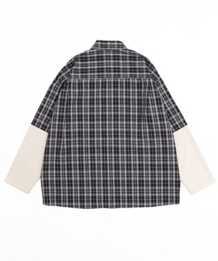 WEGO 【ユニセックス着用ITEM/MLサイズ展開】チェックレイヤードシャツ（LS） ブラックチェック1