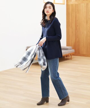 ANY L リブコンビペプラムニット ネイビー