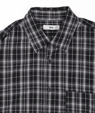 WEGO 【ユニセックス着用ITEM/MLサイズ展開】チェックレイヤードシャツ（LS） ブラックチェック1
