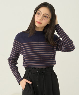 earth music&ecology やわらかタッチハイネックリブニットプルオーバー Border