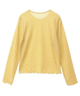 CRAFT STANDARD BOUTIQUE 花柄レースシャーリングプルオーバー Yellow