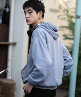 WEGO 【ユニセックス着用ITEM/裏起毛】カレッジロゴボアパーカー 杢グレー