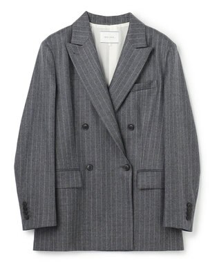 BEIGE， DELAND / ウールピンストライプダブルジャケット Gray St.