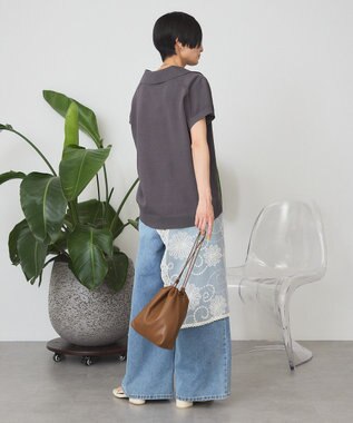 AMERICAN HOLIC フレンチスリーブスキッパールーズニットプルオーバー Charcoal Gray