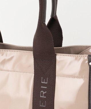 LA BAGAGERIE ソフトエナメル　ロゴテープトートバッグ　Lサイズ グレージュ