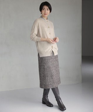 J.PRESS LADIES 【洗える】CASHMERE BLEND クルーネックカーディガン トップベージュ系