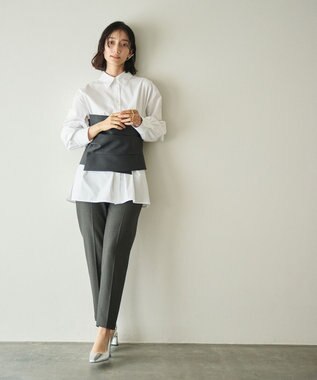 #Newans ビスチェレイヤーシャツ ホワイト×チャコール