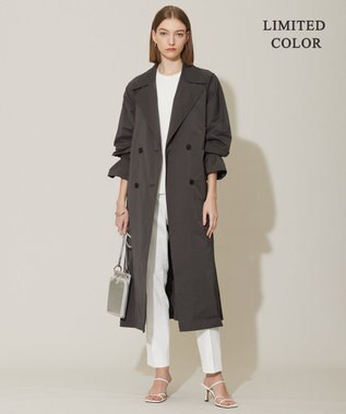 ICB 【撥水加工】 メモリーストレッチタフタ トレンチコート チャコール系［WEB＆一部店舗限定］