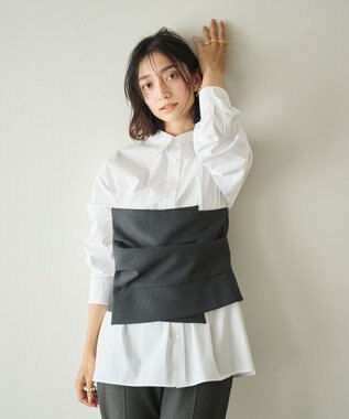 #Newans ビスチェレイヤーシャツ ホワイト×チャコール