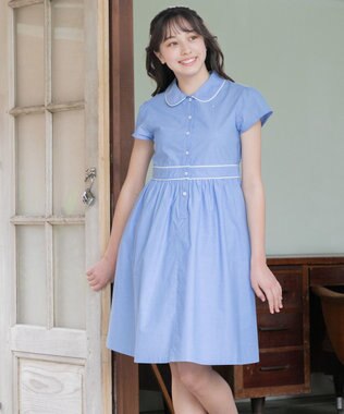 組曲 KIDS 【150-160㎝】シャンブレー ワンピース サックスブルー系