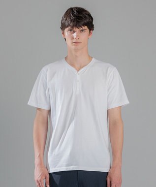 JOSEPH HOMME スビンソフトジャージー　ヘンリーネック半袖カットソー ホワイト系