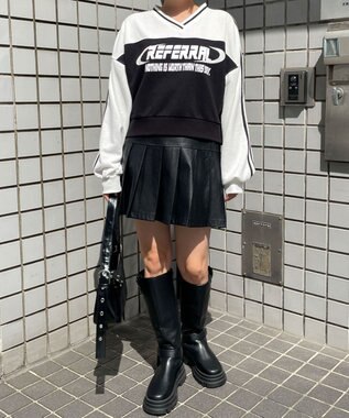 WEGO 切り替えショートスウェット ブラック