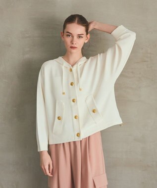 GRACE CONTINENTAL ニットフーディブルゾン ホワイト