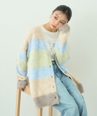 earth music&ecology グラデーション起毛ニットカーディガン Yellow