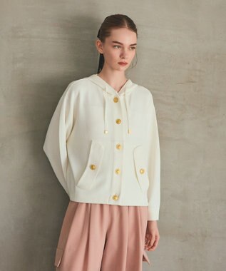 GRACE CONTINENTAL ニットフーディブルゾン ホワイト