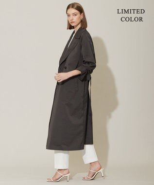 ICB 【撥水加工】 メモリーストレッチタフタ トレンチコート チャコール系［WEB＆一部店舗限定］