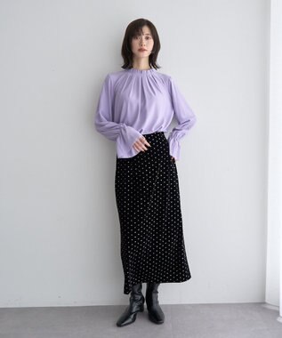 YECCA VECCA グリッタードットベロアナロースカート Black