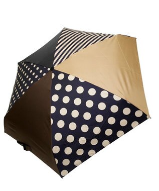 +RING 【UVカット95%以上】【UPF50＋】プラスリング レディース向け 晴雨兼用 折傘 BRN/DOT T1336 ブラウン
