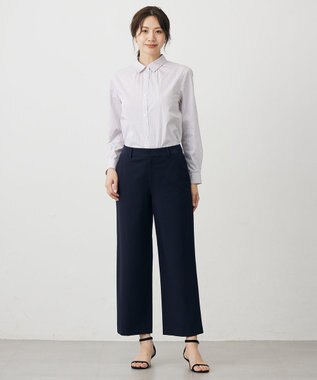 J.PRESS LADIES BEZ ドビーストライプ シャツカラー ブラウス ホワイト×ピンク×スレート系