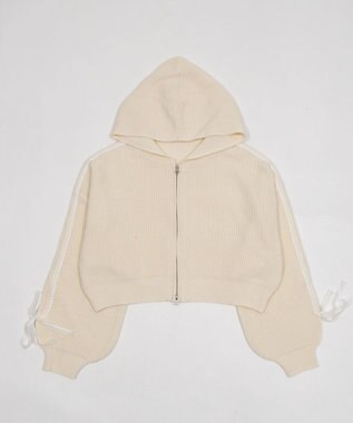 WEGO レースリボンニットパーカー ホワイトアイボリー