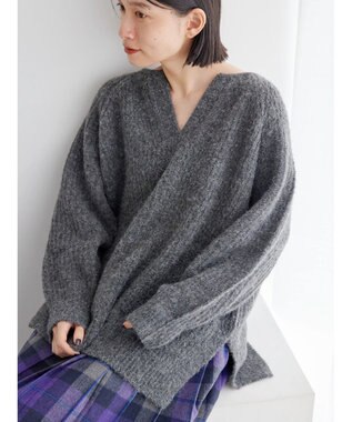 AMERICAN HOLIC ミックスヤーンカフタンニットプルオーバー Dark Gray Mixture