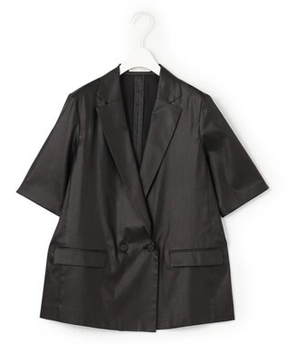 ICB 【接触冷感・洗える】エステルラミーチンツ ハーフスリーブジャケット ブラック系