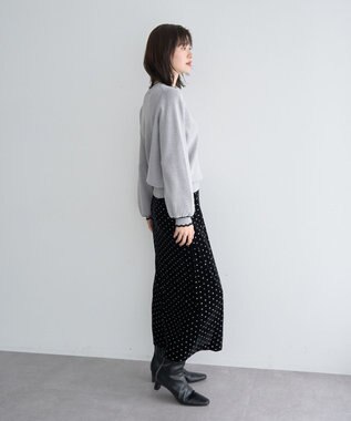 YECCA VECCA グリッタードットベロアナロースカート Black