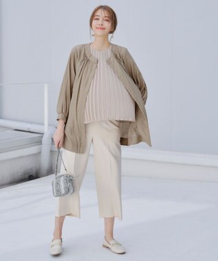 Tiaclasse L 【新色追加・洗える】センタープレスワイドパンツ アイボリー