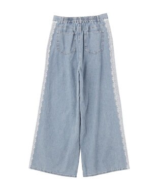 Green Parks サイドレースデニムワイドパンツ Light Indigo