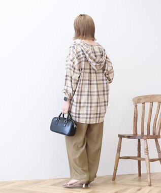 AMERICAN HOLIC チェックフードシャツ Beige