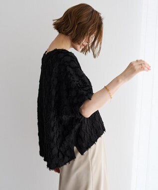 YECCA VECCA ジャガードフリンジブラウス Black