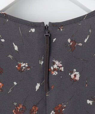 自由区 【洗える】オータムダリアプリント ワンピース オレンジ系