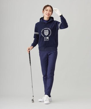 23区GOLF 【WOMEN】【ストレッチ性】フロントロゴ フーディー 日常使いにぴったりな軽やかな1着 ネイビー系
