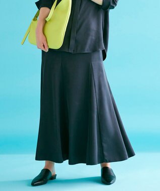 ICB 【洗える】 ルゼブフィブリルサテン スカート チャコール系