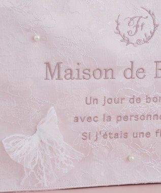 Maison de FLEUR レースリボンフリルハンドルスクエアトートMバッグ Light Pink