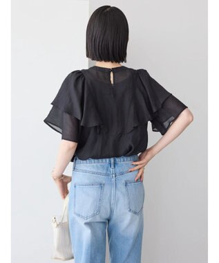 AMERICAN HOLIC 接触冷感シアーフリルブラウス Black