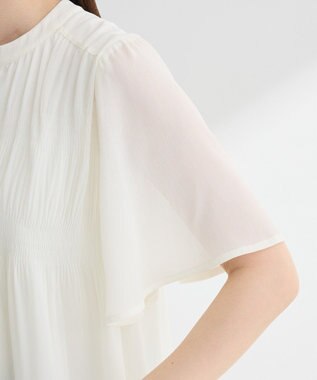 Green Parks マジョリカプリーツショートスリーブブラウス Off White