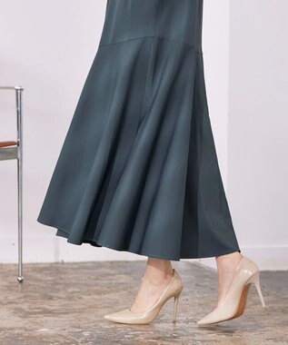 Tiaclasse 【洗える】アシンメトリーキャミワンピース スモークグリーン