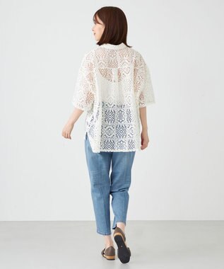 SHARE PARK LADIES オーバーサイズレースシャツ アイボリー系