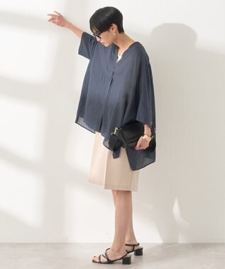 AMERICAN HOLIC 【接触冷感】Ｖネックシアー半袖ＢＩＧシャツ Navy
