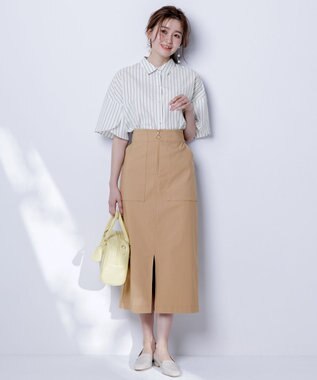 ANY SIS 【洗える】ペタルスリーブ シャツ オフストライプ