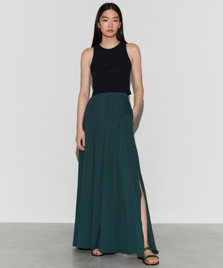 NAVE 【Nave 　洗える・接触冷感】ジャージースリットスカート グリーン系