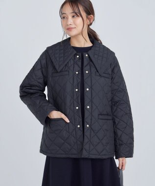 組曲 【洗える・中綿】2WAYキルト コート ブラック系