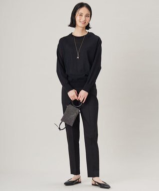 自由区 S 【UVカット・接触冷感・洗える】コットンサテンテーパード パンツ ブラック