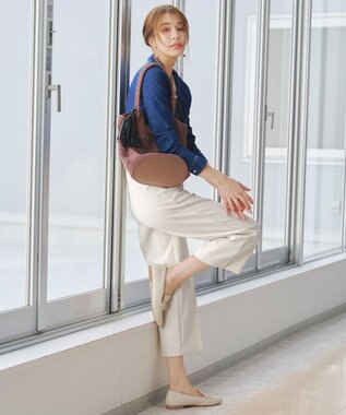 Tiaclasse L 【新色追加・洗える】センタープレスワイドパンツ アイボリー