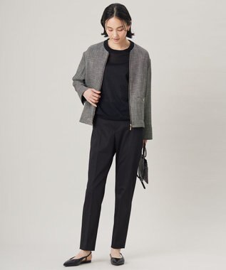 自由区 S 【UVカット・接触冷感・洗える】コットンサテンテーパード パンツ ブラック