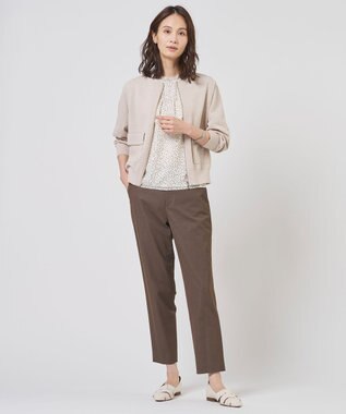 J.PRESS LADIES L LINEN COTTON BLEND ニット ブルゾン ベージュ系