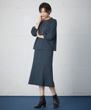 J.PRESS LADIES S 【洗える】ジャカード フレアー スカート ダークグリーン系