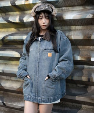 WEGO 【ユニセックス着用ITEM/MLサイズ展開】ワーカーズZIPデニムジャケット デニム中濃加工色