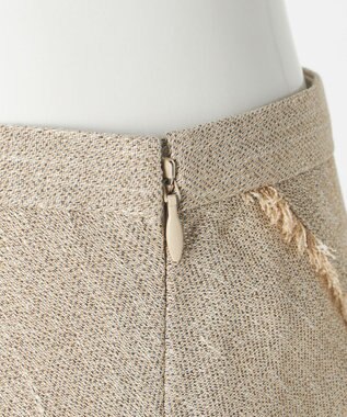 23区 【GOLD LABEL】リネンツイル フリンジ フレアスカート ベージュ系